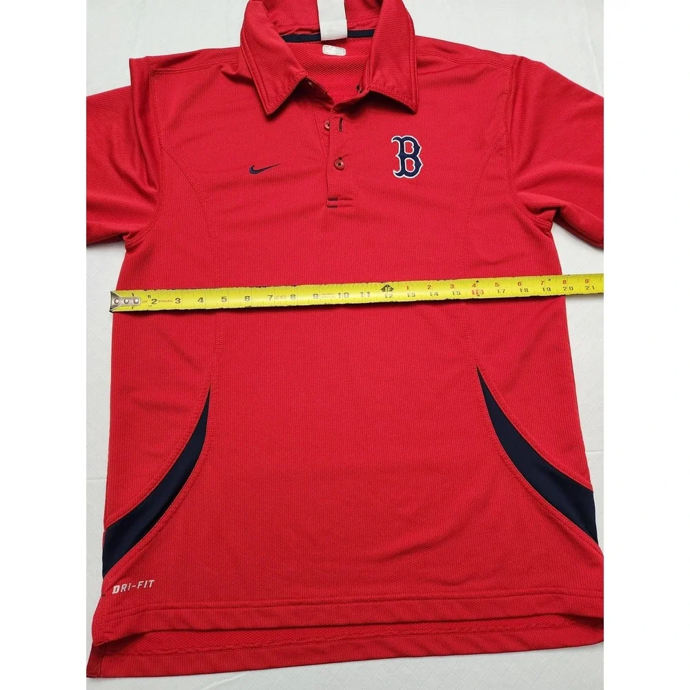 Boston Red Sox Shirt Mens Small Red Nike Dri Fit MLB Baseball Performance Collar